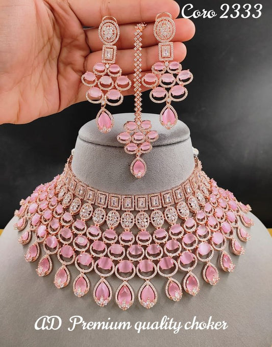 Cora Super Pink Stone Necklace Set